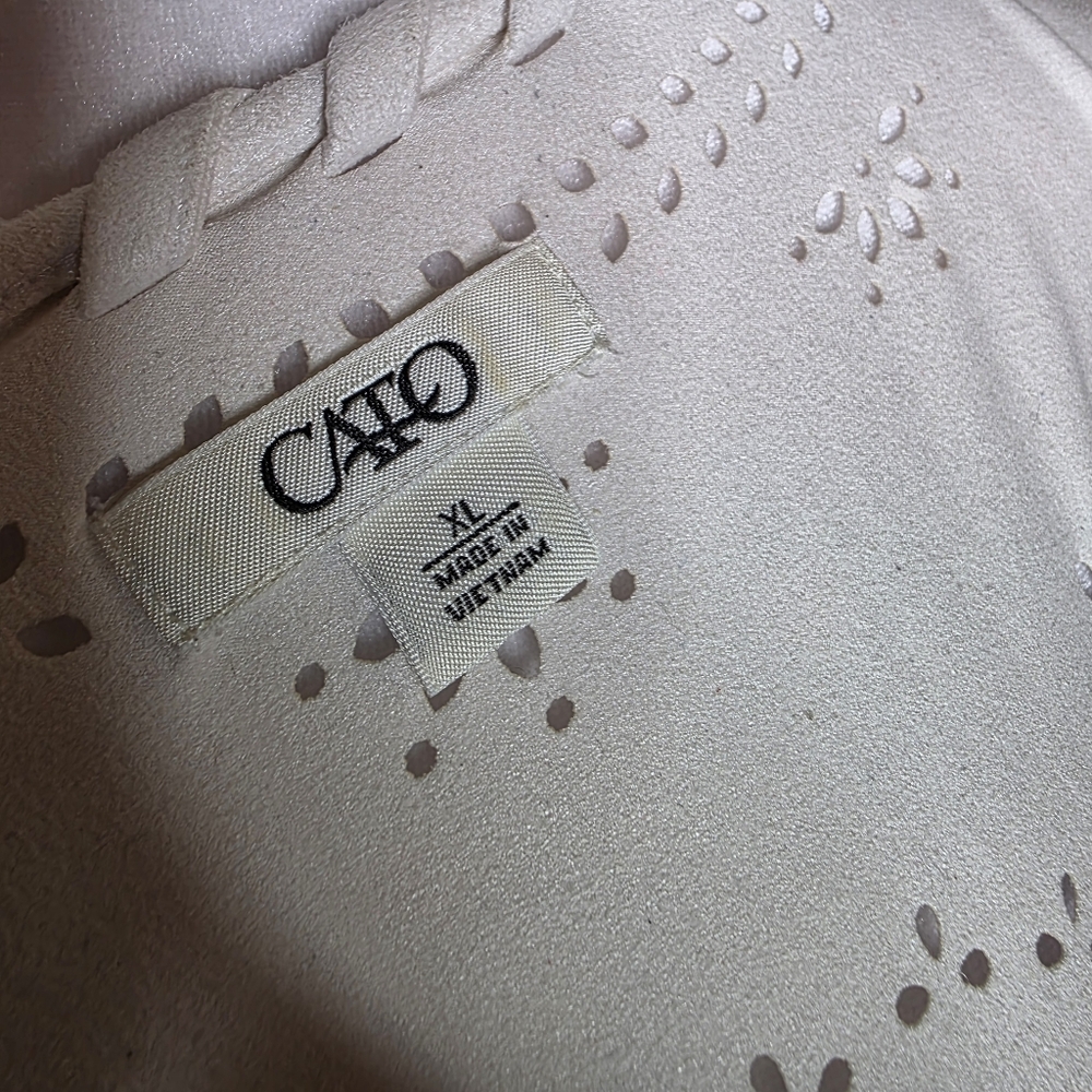 CATO womens Ivory Eyelet Open Front Kimono Boho Style Short Sleeve Size XL - Picture 9 of 9